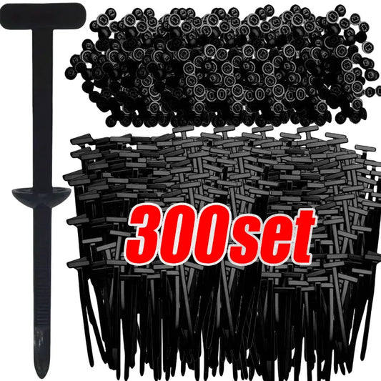 300PCS Nylon Universal Cable Tie Buckles – Heavy Duty Self-Locking Zip Ties with Pin Fasteners