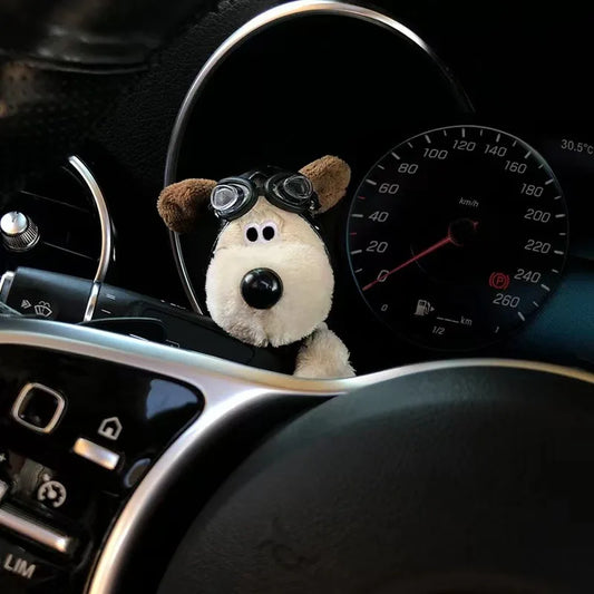 Plush Puppy Clutch Decoration – Cute Dog Car Wiper & Turn Signal Switch Ornament