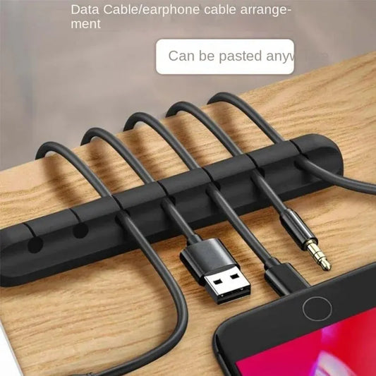 Self-Adhesive Power Cord & Cable Manager – Silicone Desktop Organizer