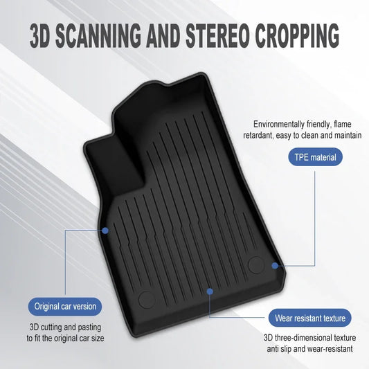 TPE Car Floor Mats for Tesla Model 3 Highland & Model Y (2019–2025) – Full Luggage Mat Set