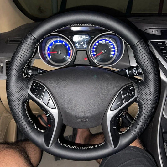 Car Steering Wheel Braid Cover – Customized Anti-Slip Black Artificial Leather