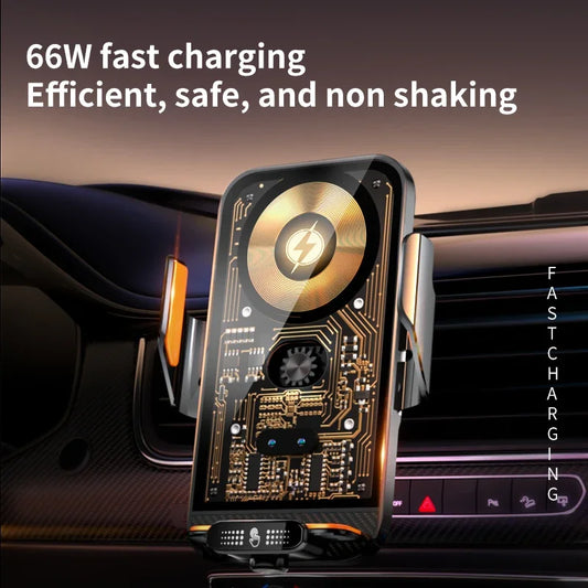 66W Wireless Car Phone Holder – Intelligent Infrared Air Vent Clip for iPhone, Samsung, Xiaomi & Universal Smartphones