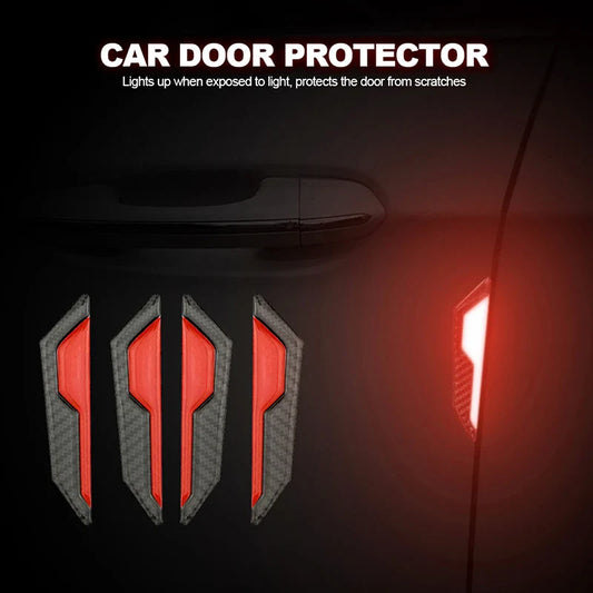 4PCS Car Door Anti-Collision Strips – Reflective Scratch-Resistant Stickers