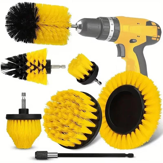 7PCS Electric Drill Brush Accessory Set – Power Scrubber Kit for Tires, Wheels & Car Detailing