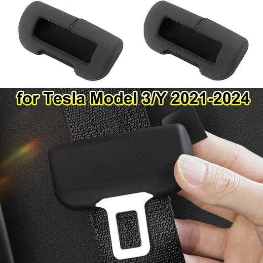 Car Seat Belt Anti-Scratch Protector Case – Soft Silicone Buckle Cover for Tesla Model 3 & Y (2024–2025)