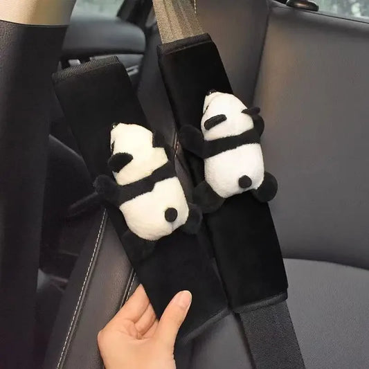 Cartoon Panda Safety Belt Shoulder Pad – Plush Seat Belt Decoration & Comfort Automobile Accessory