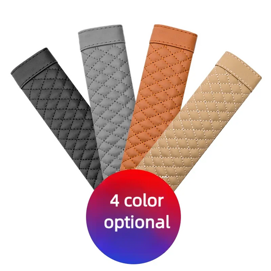 Leather Car Seat Belt Shoulder Cover – Embroidered Wear-Resistant Non-Slip Safety Belt Protector & Interior Decoration