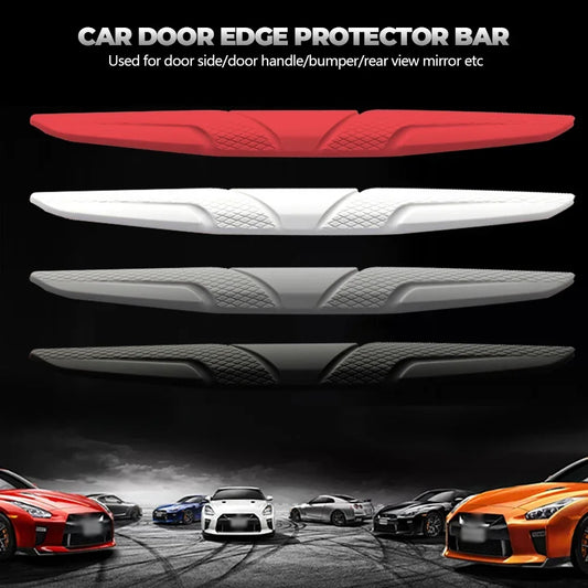 4PCS Car Door Edge & Mirror Protection Strips – Silicone Anti-Collision Guards