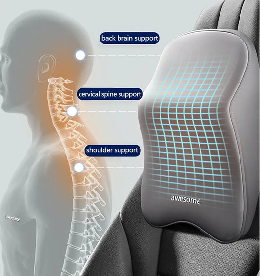 Car Lumbar & Neck Support Pillow – Memory Foam Cushion Set