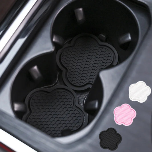 2PCS Car Cup Coaster – Flower Shaped Silicone Waterproof Non-Slip Spill-Proof Saucer