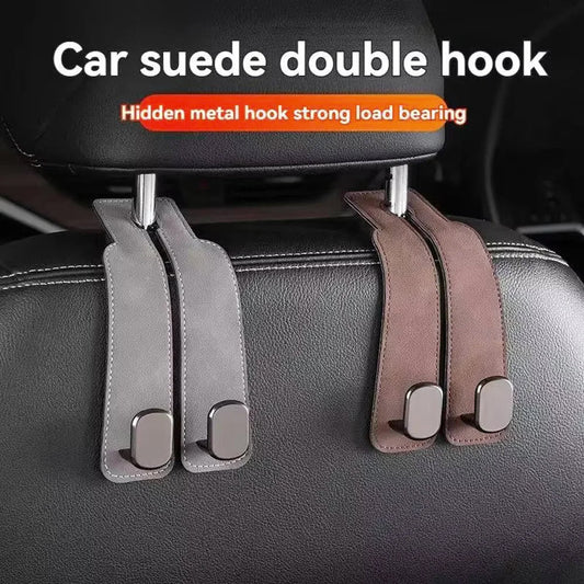 Quality 2-in-1 Car Headrest Hook – Premium Suede Dual Hook with 20KG Load-Bearing Alloy Hanger