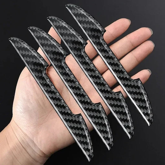 4/8PCS Car Door Protective Stickers – Carbon Fiber Look Anti-Collision Strips