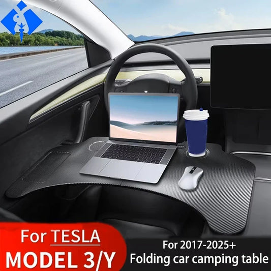 Folding Steering Wheel Tray Table – For Tesla Model 3/Y (2017–2025)