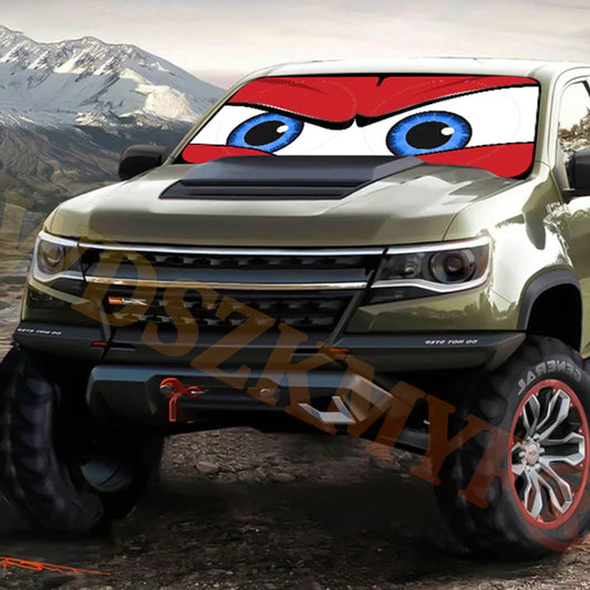 Car Cartoon Devil's Eye Foldable Windshield Sun Shade – 59" x 27.5" Funny Sun Visor