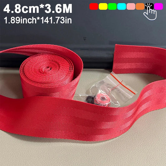 3.6M x 4.8CM Car High-Strength Seat Belt Webbing – Racing Car Modified Safety Harness Strap