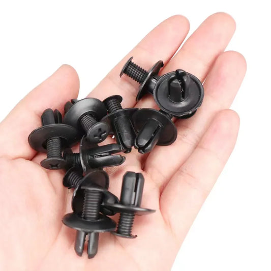 5/100X 8mm Hole Door Rivet Plastic Clip Fasteners – Black Push Pin Retainer Clips for Cars