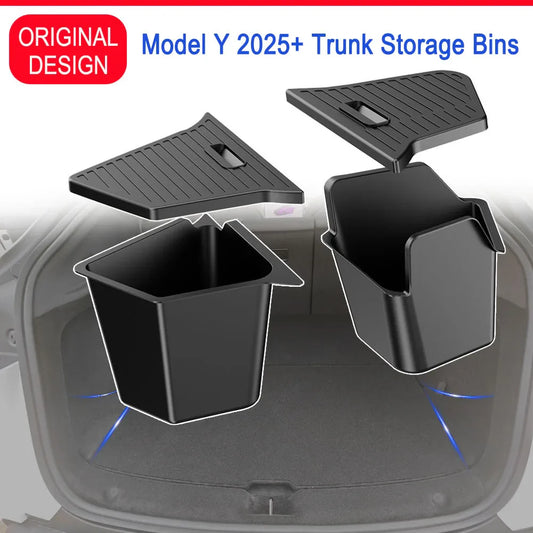 Trunk Side Storage Organizer for Tesla Model Y Juniper (2025) – Flocked TPE Boot Box with Anti-Dirty Mat