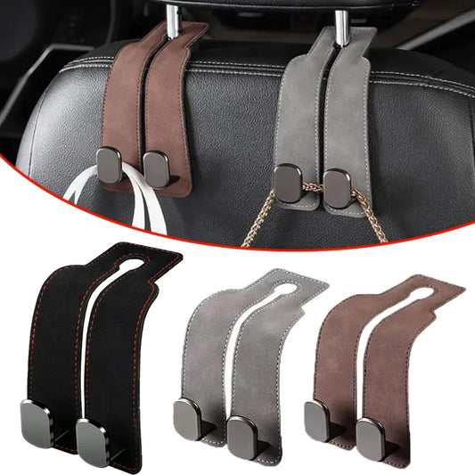Quality 2-in-1 Car Headrest Hook – Premium Suede Dual Hook with 20KG Load-Bearing Alloy Hanger