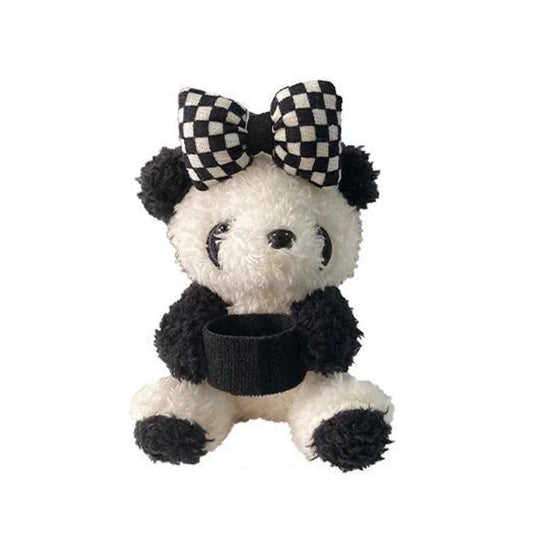 Plush Panda Clutch Decoration – Cute Bowknot Panda Car Wiper Turn Signal Switch Ornament