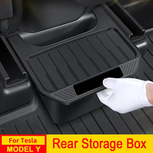 Rear Seat Storage Box for Tesla Model Y (2021–2025 Juniper) – Backseat Center Console Organizer & Trash Bin