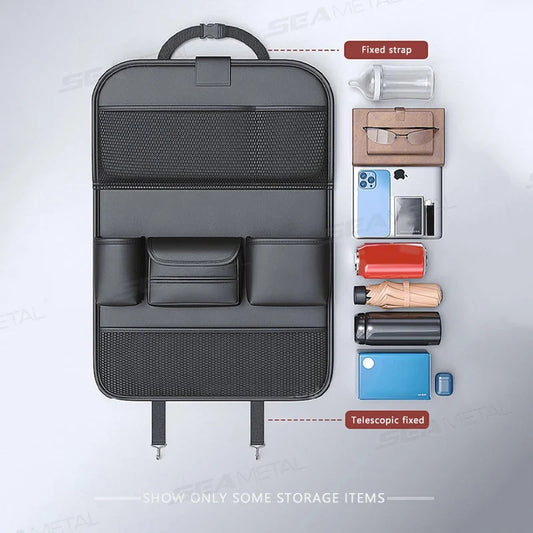 SEAMETAL 8-in-1 Car Seat Back Storage Bag – Foldable Tray & Multi-Function Organizer