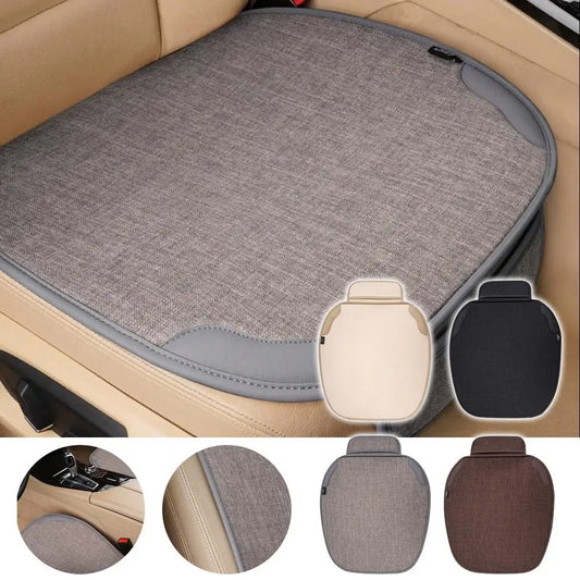 Car Breathable Flax Seat Cover – Four Seasons Universal Front Seat Protector Cushion Auto Chair Protect Covers for Cars Interior