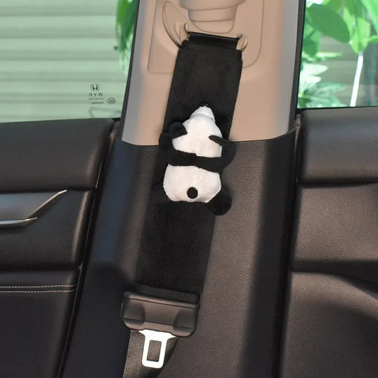 Cartoon Panda Safety Belt Shoulder Pad – Plush Seat Belt Decoration & Comfort Automobile Accessory