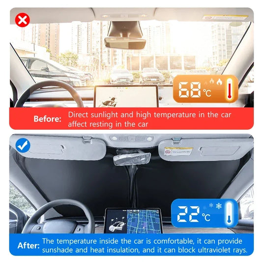 Windshield Sunshade for Tesla Model 3 Highland & Model Y (2016-2024) – Heat & UV Protection Visor