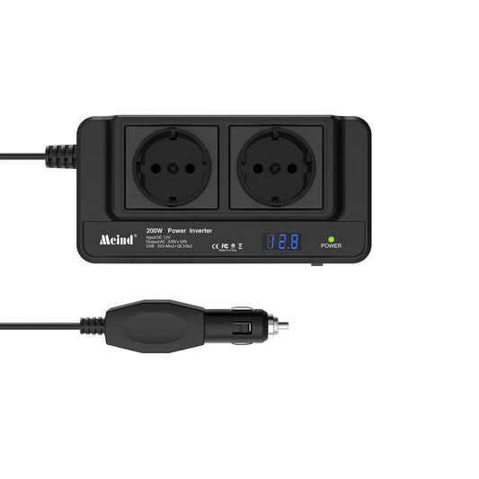Meind 200W Car Power Inverter – 12V to 220V Converter for Vehicles