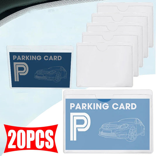 Car Windshield Transparent Card Holder – Parking Pass & ID Label Set with Adhesive Protective Film
