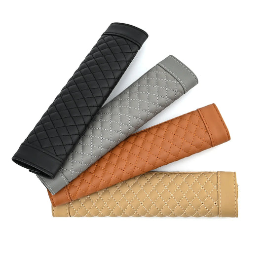 Leather Car Seat Belt Shoulder Cover – Embroidered Wear-Resistant Non-Slip Safety Belt Protector & Interior Decoration
