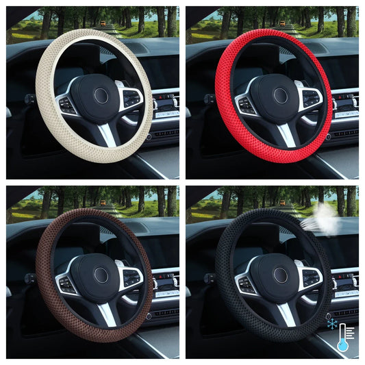 Universal Car Steering Wheel Cover – Summer Ice Silk Breathable Non-Slip Elastic Mesh