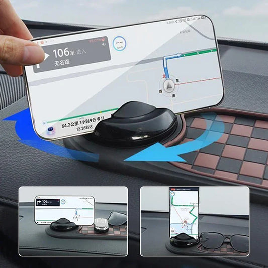 2-in-1 Dashboard Anti-Slip Mat with Phone Mount – 360° Rotating Car Phone Holder
