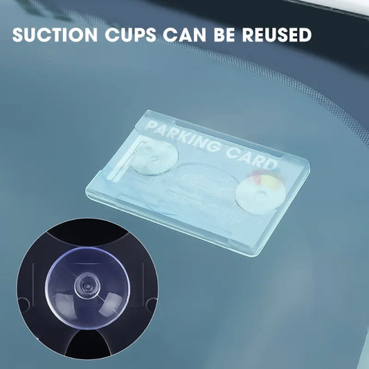 Car Card Sleeve Parking Ticket Suction Cup Clip Holder – Windscreen Organizer with Auto Fastener