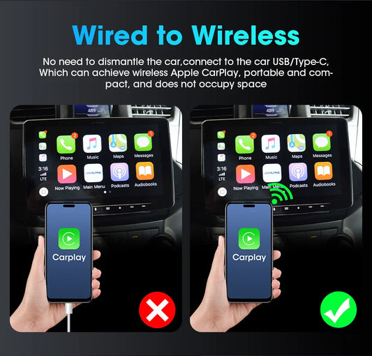 Car AiBOX RGB Mini Smart Box – Wireless CarPlay & Android Auto Adapter with Bluetooth & WiFi